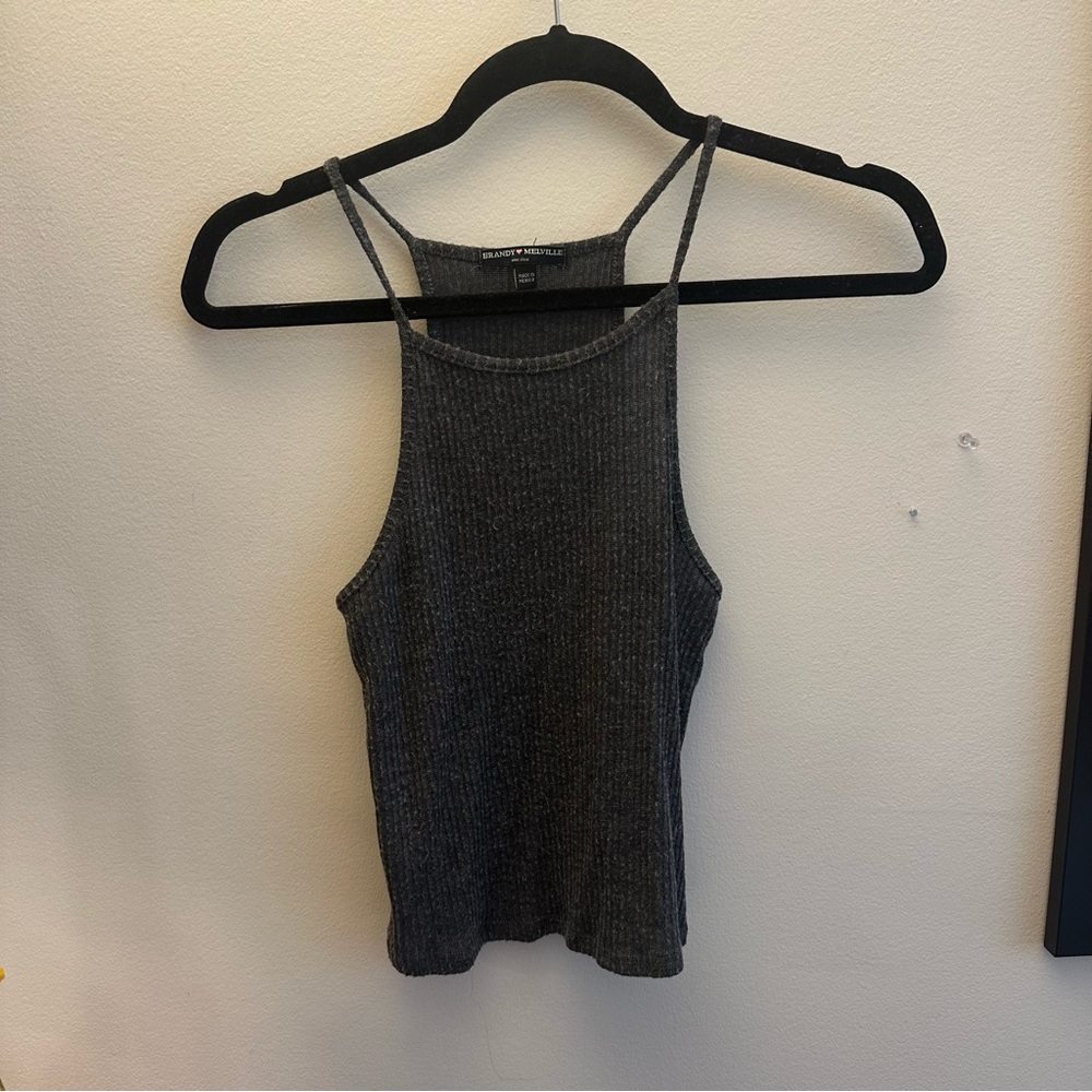 Brandy Melville Gray Ribbed Knit Women's Top